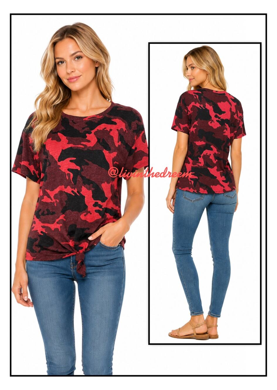 Generation Love Red & Black Camouflage Short Sleeve TeeSZ XL